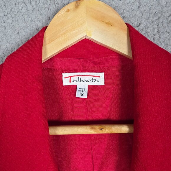 Vintage Talbots Blazer Womens Large 12 Worsted Wool Classic Jacket Red Preppy - Picture 12 of 15